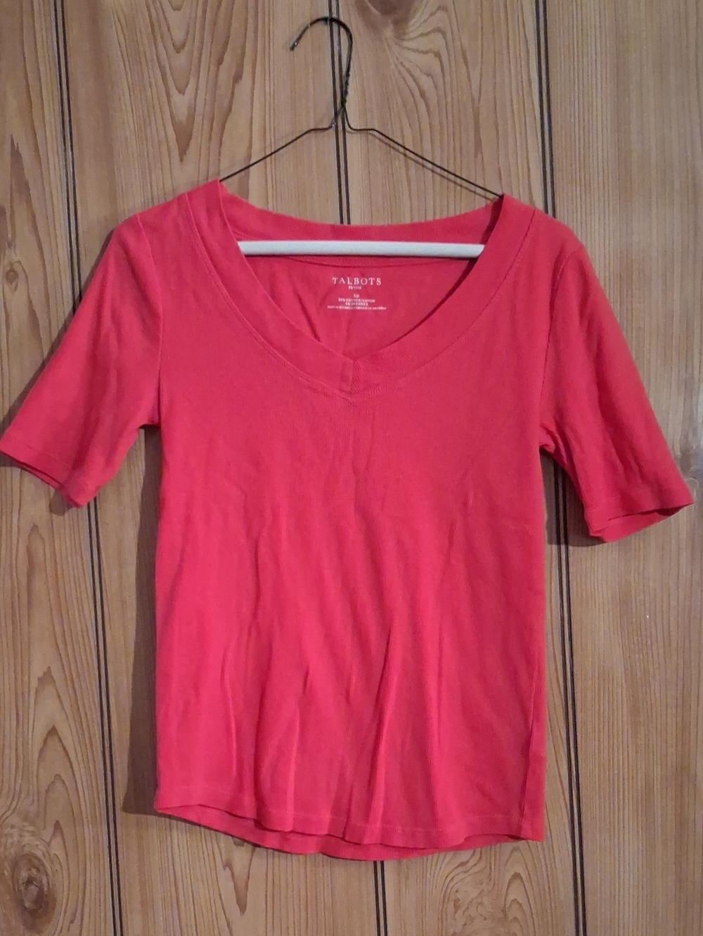 Talbots Raspberry Short-Sleeve V-Neck Tee